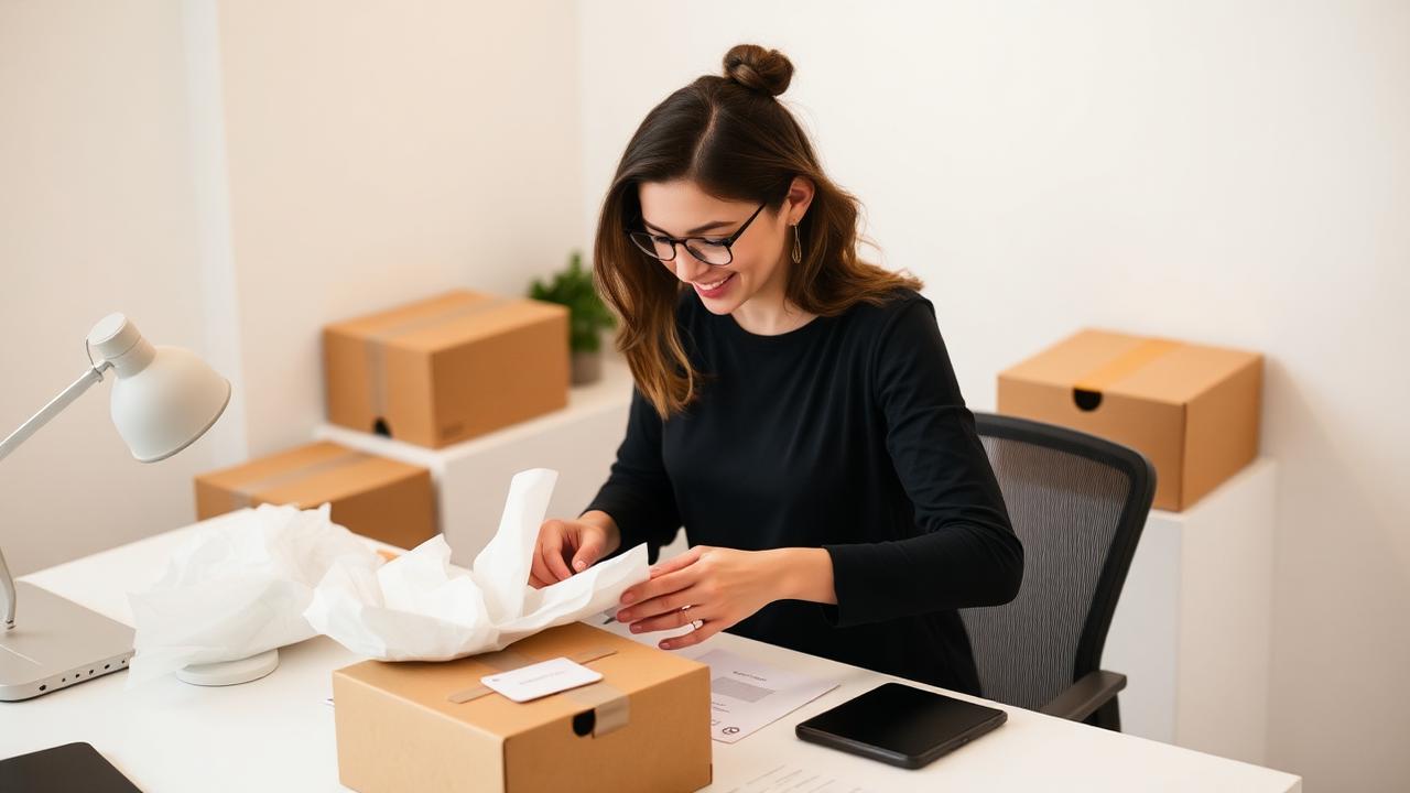 Entrepreneur packing ecommerce orders